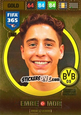 Sticker Emre Mor - FIFA 365: 2016-2017. Adrenalyn XL - Nordic edition n. 34 - Panini