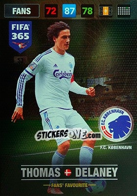 Sticker Thomas Delaney - FIFA 365: 2016-2017. Adrenalyn XL - Nordic edition n. 53 - Panini
