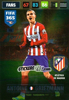 Sticker Antoine Griezmann - FIFA 365: 2016-2017. Adrenalyn XL - Nordic edition n. 55 - Panini