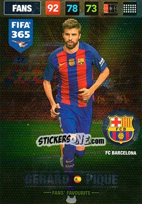 Sticker Gerard Piqué - FIFA 365: 2016-2017. Adrenalyn XL - Nordic edition n. 57 - Panini