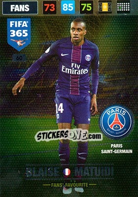 Sticker Blaise Matuidi - FIFA 365: 2016-2017. Adrenalyn XL - Nordic edition n. 60 - Panini