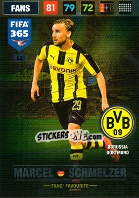 Sticker Marcel Schmelzer - FIFA 365: 2016-2017. Adrenalyn XL - Nordic edition n. 62 - Panini