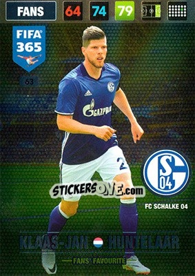 Sticker Klaas-Jan Huntelaar - FIFA 365: 2016-2017. Adrenalyn XL - Nordic edition n. 63 - Panini