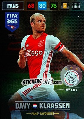 Sticker Davy Klaassen - FIFA 365: 2016-2017. Adrenalyn XL - Nordic edition n. 68 - Panini