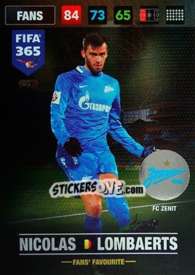 Sticker Nicolas Lombaerts - FIFA 365: 2016-2017. Adrenalyn XL - Nordic edition n. 77 - Panini