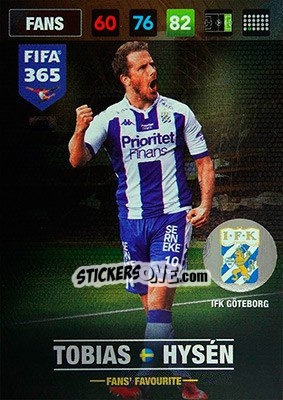 Sticker Tobias Hysén - FIFA 365: 2016-2017. Adrenalyn XL - Nordic edition n. 79 - Panini