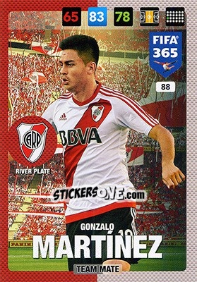 Sticker Gonzalo Martinez - FIFA 365: 2016-2017. Adrenalyn XL - Nordic edition n. 88 - Panini