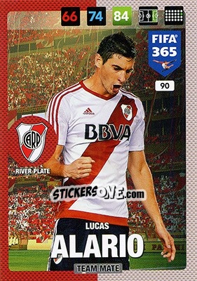 Sticker Lucas Alario - FIFA 365: 2016-2017. Adrenalyn XL - Nordic edition n. 90 - Panini
