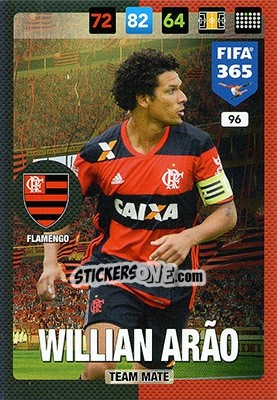 Sticker Willian Arão - FIFA 365: 2016-2017. Adrenalyn XL - Nordic edition n. 96 - Panini