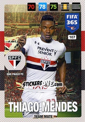 Sticker Thiago Mendes - FIFA 365: 2016-2017. Adrenalyn XL - Nordic edition n. 107 - Panini