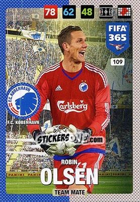 Sticker Robin Olsen - FIFA 365: 2016-2017. Adrenalyn XL - Nordic edition n. 109 - Panini