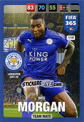 Sticker Wes Morgan - FIFA 365: 2016-2017. Adrenalyn XL - Nordic edition n. 119 - Panini