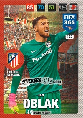 Figurina Jan Oblak - FIFA 365: 2016-2017. Adrenalyn XL - Nordic edition - Panini