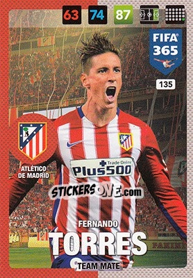 Sticker Fernando Torres - FIFA 365: 2016-2017. Adrenalyn XL - Nordic edition n. 135 - Panini
