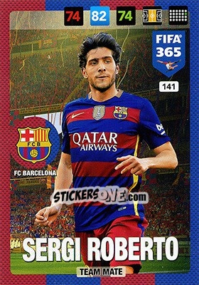 Sticker Sergi Roberto - FIFA 365: 2016-2017. Adrenalyn XL - Nordic edition n. 141 - Panini