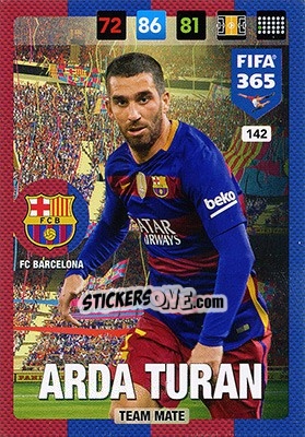 Sticker Arda Turan - FIFA 365: 2016-2017. Adrenalyn XL - Nordic edition n. 142 - Panini