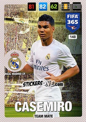 Sticker Casemiro - FIFA 365: 2016-2017. Adrenalyn XL - Nordic edition n. 148 - Panini