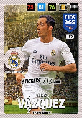 Sticker Lucas Vázquez - FIFA 365: 2016-2017. Adrenalyn XL - Nordic edition n. 150 - Panini