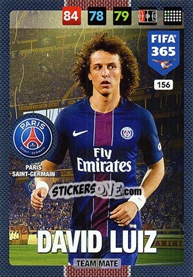 Sticker David Luiz - FIFA 365: 2016-2017. Adrenalyn XL - Nordic edition n. 156 - Panini