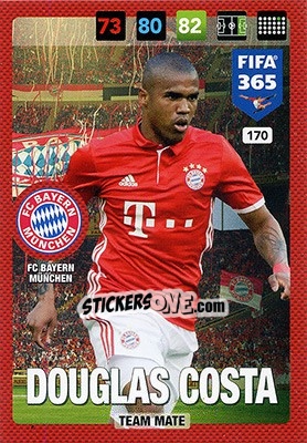 Sticker Douglas Costa - FIFA 365: 2016-2017. Adrenalyn XL - Nordic edition n. 170 - Panini