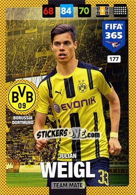 Sticker Julian Weigl - FIFA 365: 2016-2017. Adrenalyn XL - Nordic edition n. 177 - Panini