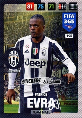 Figurina Patrice Evra - FIFA 365: 2016-2017. Adrenalyn XL - Nordic edition - Panini