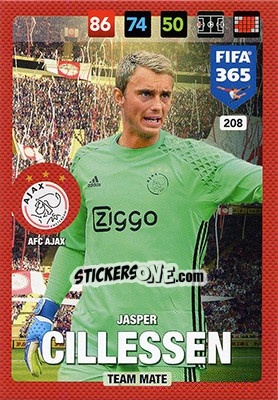 Sticker Jasper Cillessen - FIFA 365: 2016-2017. Adrenalyn XL - Nordic edition n. 208 - Panini