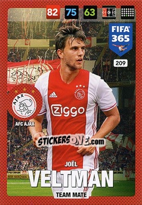 Sticker Joël Veltman - FIFA 365: 2016-2017. Adrenalyn XL - Nordic edition n. 209 - Panini