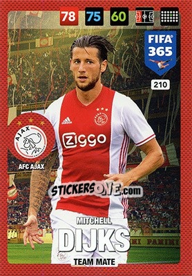 Sticker Mitchell Dijks - FIFA 365: 2016-2017. Adrenalyn XL - Nordic edition n. 210 - Panini