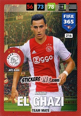 Figurina Anwar El Ghazi - FIFA 365: 2016-2017. Adrenalyn XL - Nordic edition n. 216 - Panini