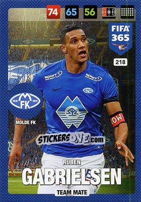 Sticker Ruben Gabrielsen - FIFA 365: 2016-2017. Adrenalyn XL - Nordic edition n. 218 - Panini
