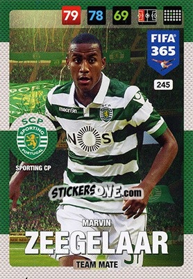 Sticker Marvin Zeegelaar - FIFA 365: 2016-2017. Adrenalyn XL - Nordic edition n. 245 - Panini