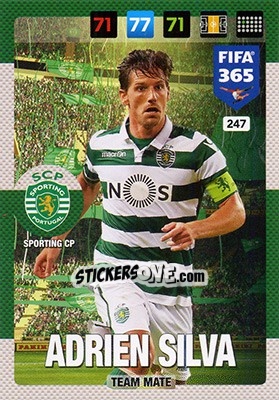 Sticker Adrien Silva - FIFA 365: 2016-2017. Adrenalyn XL - Nordic edition n. 247 - Panini