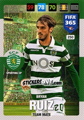 Sticker Bryan Ruiz - FIFA 365: 2016-2017. Adrenalyn XL - Nordic edition n. 250 - Panini