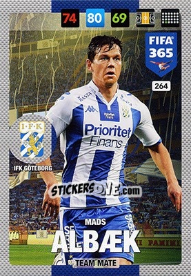 Sticker Mads Albæk - FIFA 365: 2016-2017. Adrenalyn XL - Nordic edition n. 264 - Panini