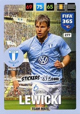 Sticker Oscar Lewicki - FIFA 365: 2016-2017. Adrenalyn XL - Nordic edition n. 277 - Panini