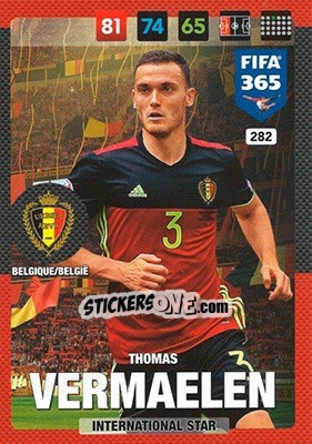 Sticker Thomas Vermaelen - FIFA 365: 2016-2017. Adrenalyn XL - Nordic edition n. 282 - Panini