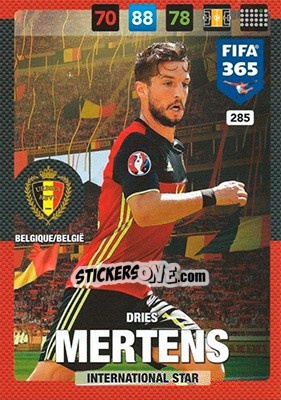 Sticker Dries Mertens - FIFA 365: 2016-2017. Adrenalyn XL - Nordic edition n. 285 - Panini