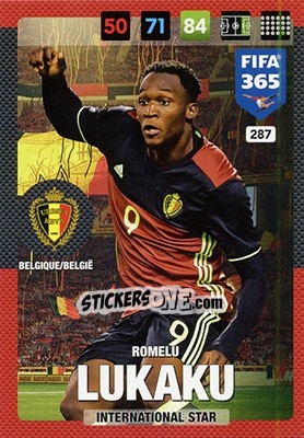 Sticker Romelu Lukaku - FIFA 365: 2016-2017. Adrenalyn XL - Nordic edition n. 287 - Panini