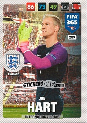 Sticker Joe Hart - FIFA 365: 2016-2017. Adrenalyn XL - Nordic edition n. 289 - Panini