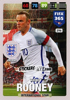 Sticker Wayne Rooney - FIFA 365: 2016-2017. Adrenalyn XL - Nordic edition n. 296 - Panini