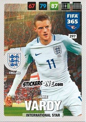 Sticker Jamie Vardy - FIFA 365: 2016-2017. Adrenalyn XL - Nordic edition n. 297 - Panini