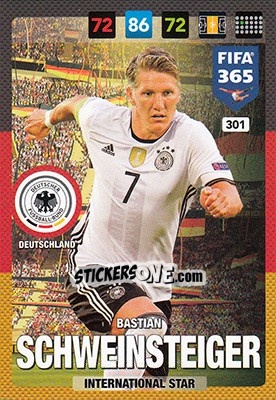 Sticker Bastian Schweinsteiger - FIFA 365: 2016-2017. Adrenalyn XL - Nordic edition n. 301 - Panini
