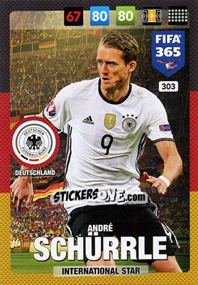 Sticker André Schürrle - FIFA 365: 2016-2017. Adrenalyn XL - Nordic edition n. 303 - Panini