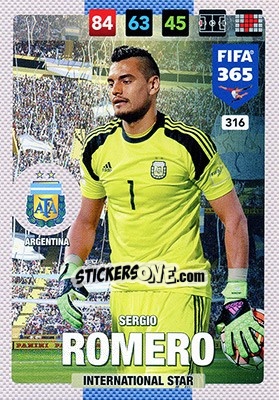 Sticker Sergio Romero - FIFA 365: 2016-2017. Adrenalyn XL - Nordic edition n. 316 - Panini