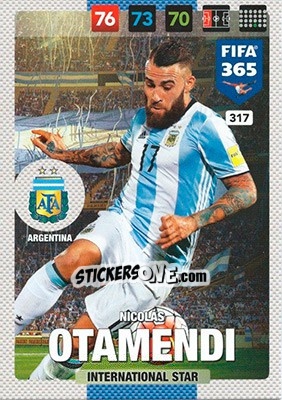 Sticker Nicolás Otamendi - FIFA 365: 2016-2017. Adrenalyn XL - Nordic edition n. 317 - Panini
