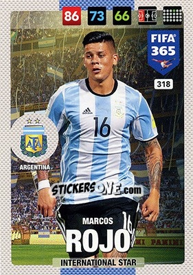 Sticker Marcos Rojo - FIFA 365: 2016-2017. Adrenalyn XL - Nordic edition n. 318 - Panini