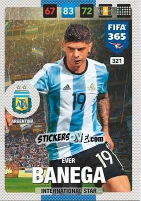 Sticker Éver Banega - FIFA 365: 2016-2017. Adrenalyn XL - Nordic edition n. 321 - Panini