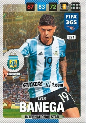 Figurina Éver Banega - FIFA 365: 2016-2017. Adrenalyn XL - Nordic edition - Panini