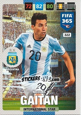 Sticker Nicolás Gaitán - FIFA 365: 2016-2017. Adrenalyn XL - Nordic edition n. 322 - Panini